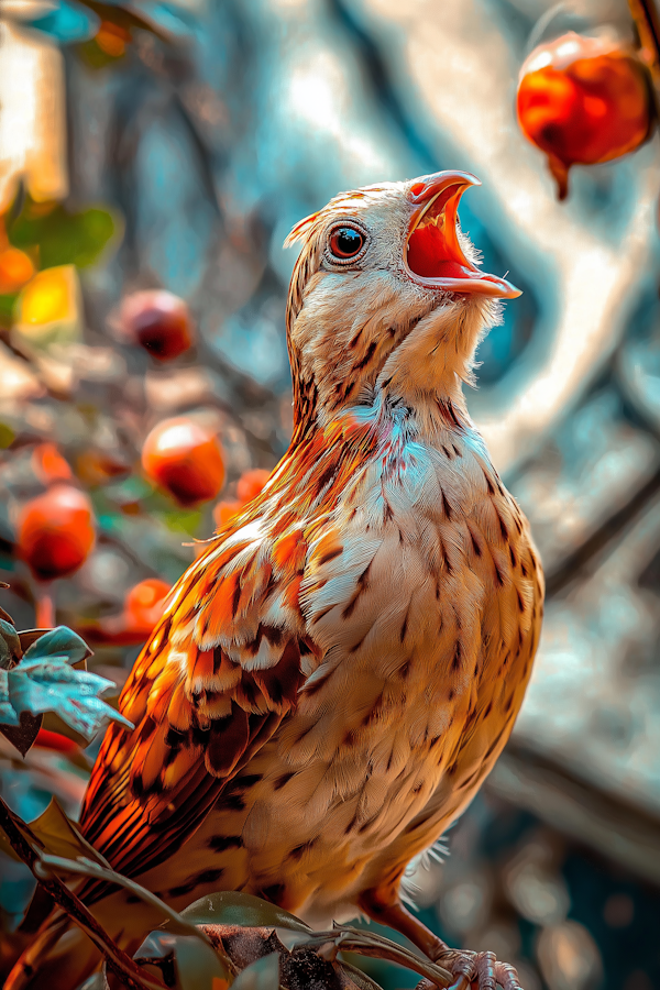 Bird with Fruit in Natural Setting