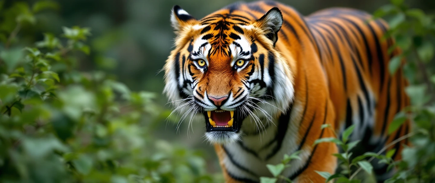 Majestic Tiger in Lush Greenery