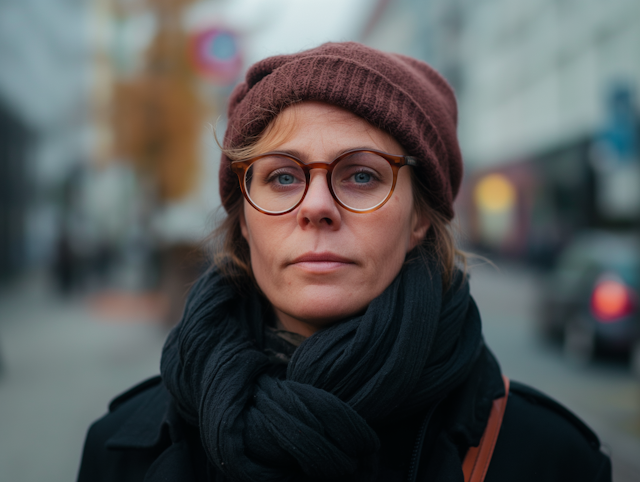 Pensive Woman in Winter Attire