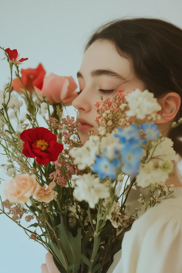 Woman with Flower Bouquet