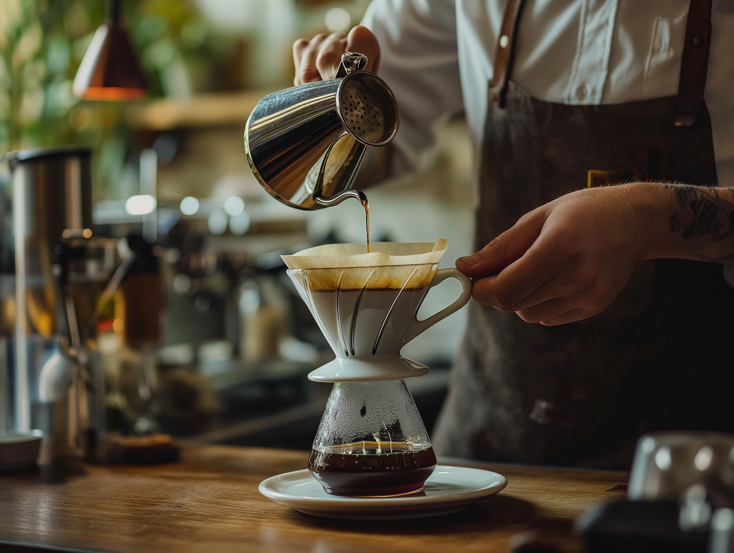 Barista Crafting Pour-Over Coffee