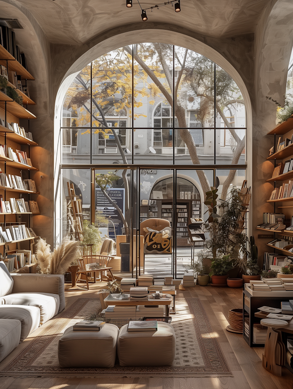 Tranquil Bookstore Interior