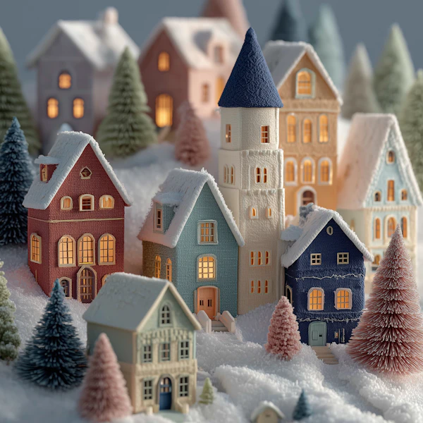 Winter Village Scene