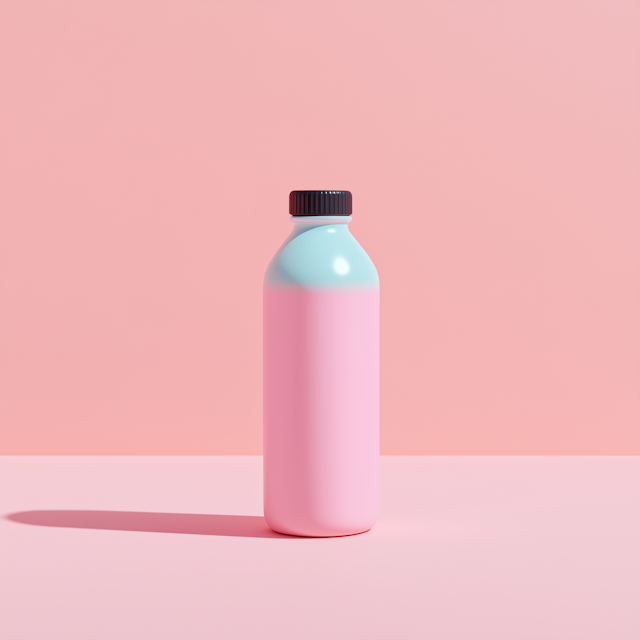 Modern Minimalist Pastel Pink Bottle with Blue Cap