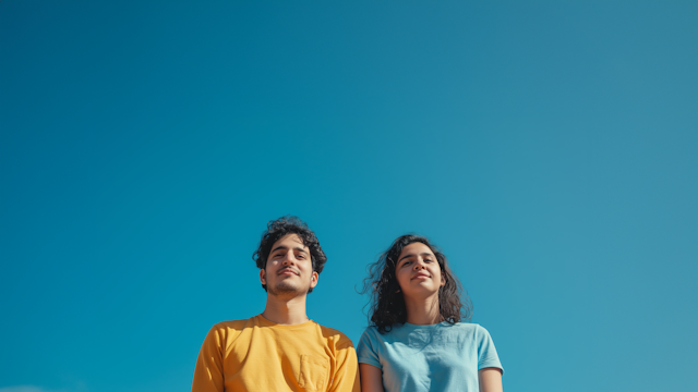 Youthful Contemplation under a Blue Sky