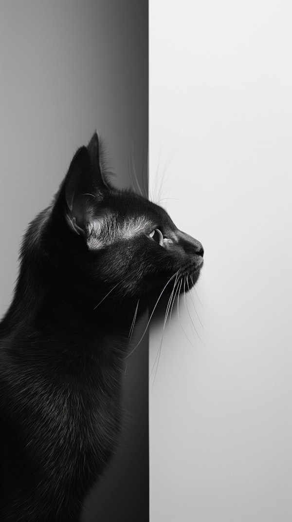 High-Contrast Black and White Cat Portrait