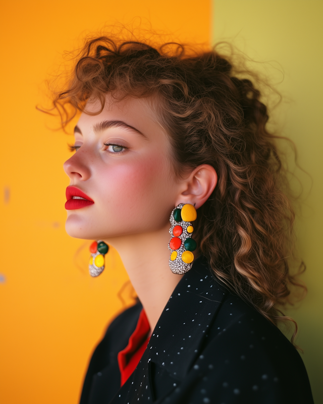 Profile of a Young Woman with Curly Hair