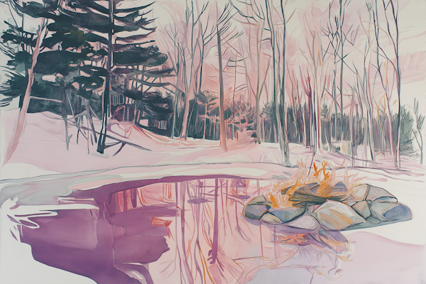 Stylized Winter Landscape Painting