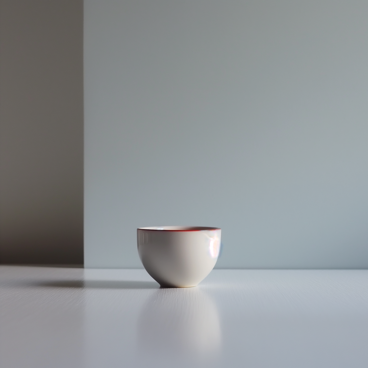 Minimalist White Bowl with Red Trim