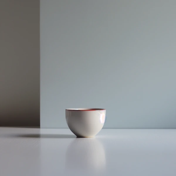 Minimalist White Bowl with Red Trim