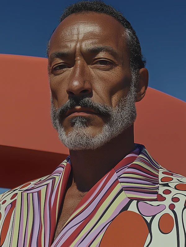 Man in Colorful Shirt with Abstract Background