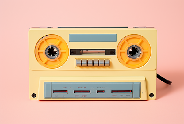 Vintage Pastel Yellow Cassette Player