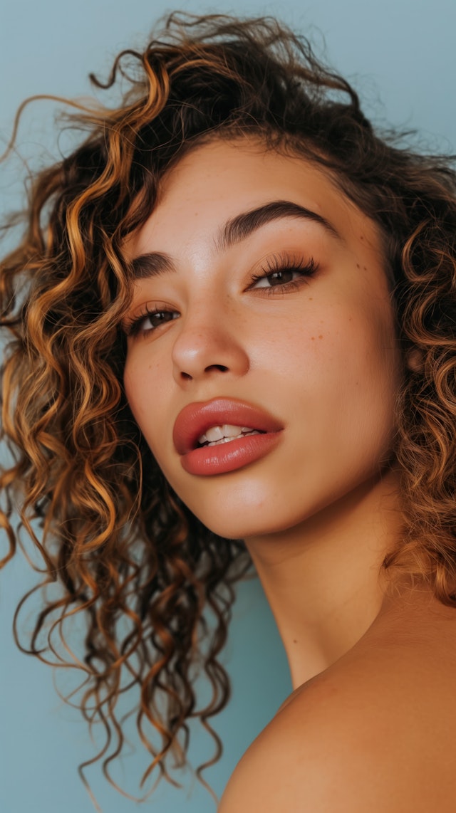 Close-up of Young Woman with Curly Hair