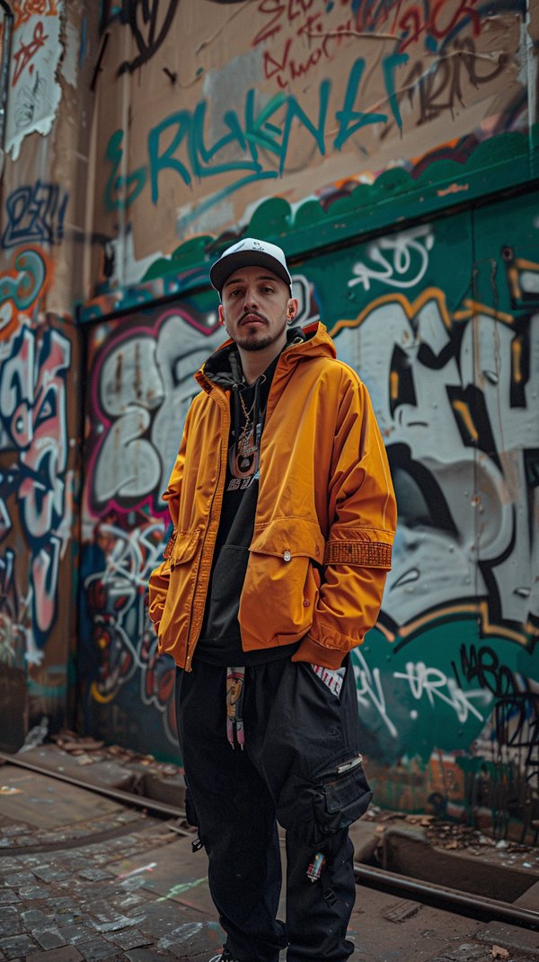 Confident Young Man Against Graffiti Backdrop