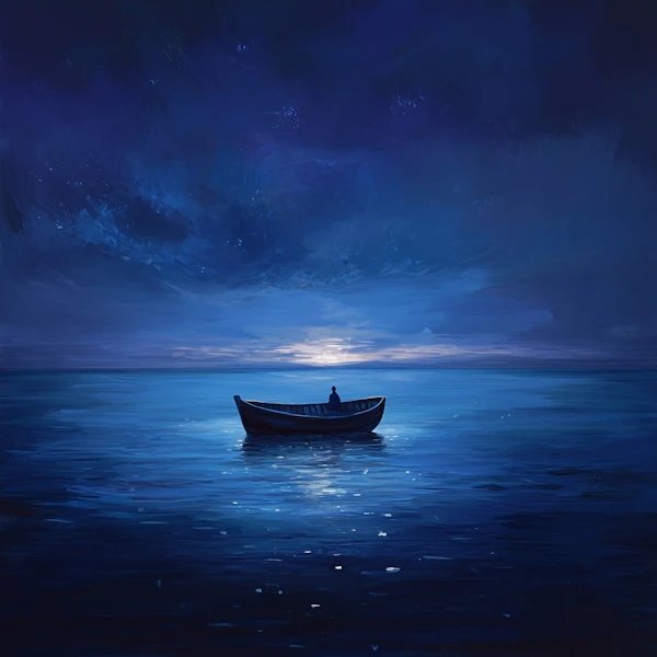 Lone Boat at Night