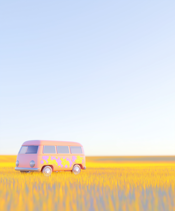 Vintage Van in Golden Field