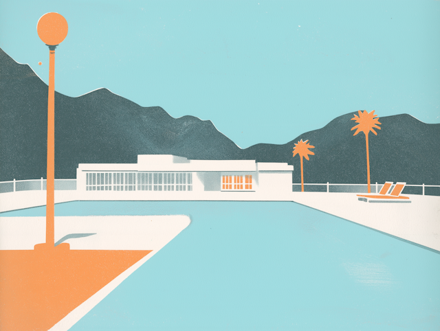 Modernist Poolside Scene