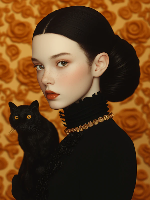 Woman with Black Cat