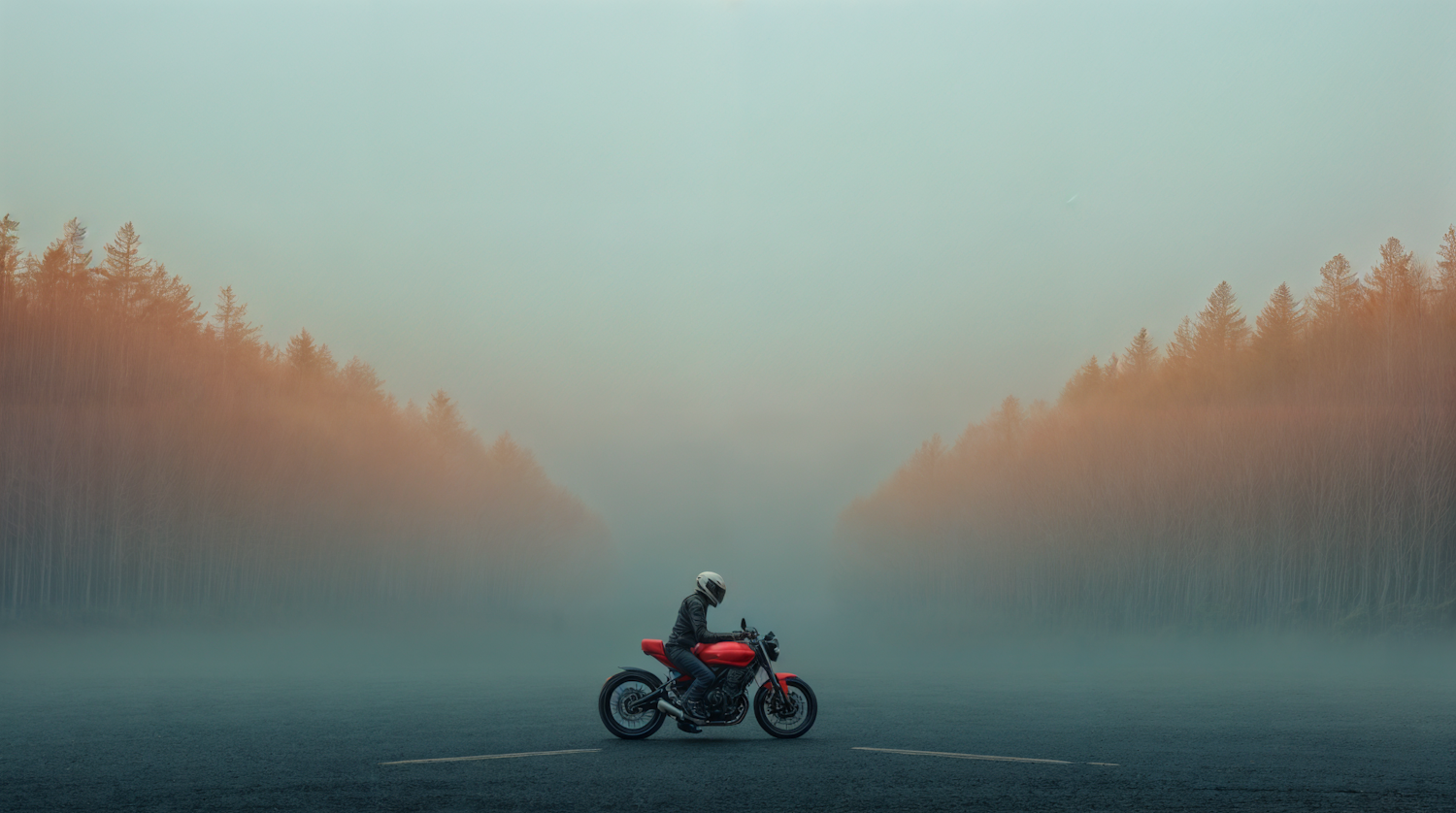 Solitude on a Foggy Road