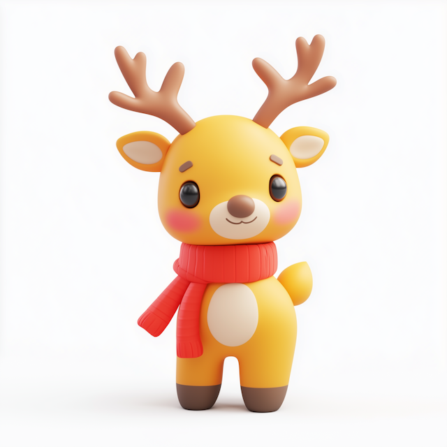 Cartoon Reindeer with Scarf