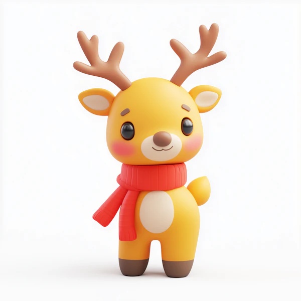 Cartoon Reindeer with Scarf