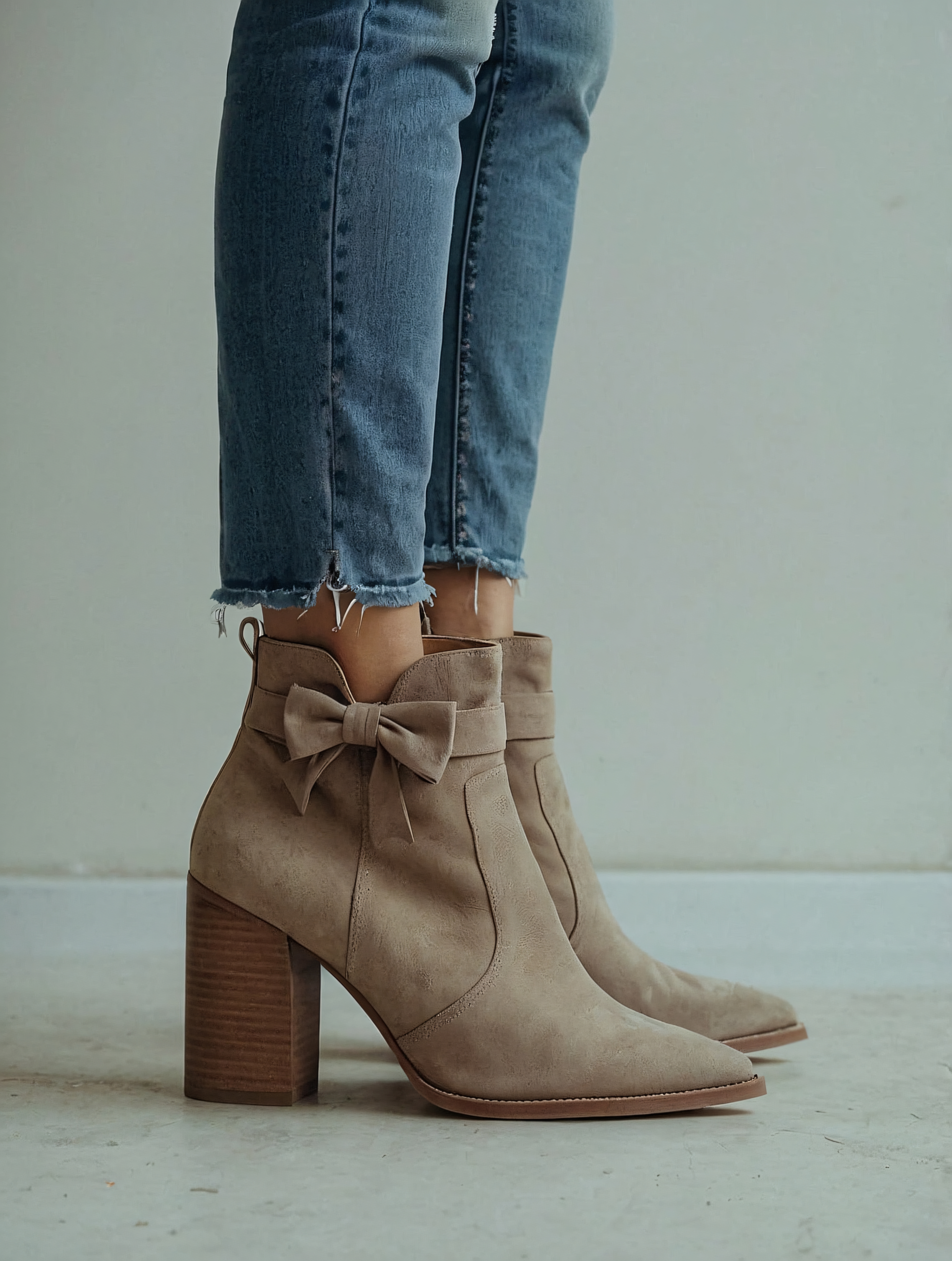 Beige Suede Ankle Boots