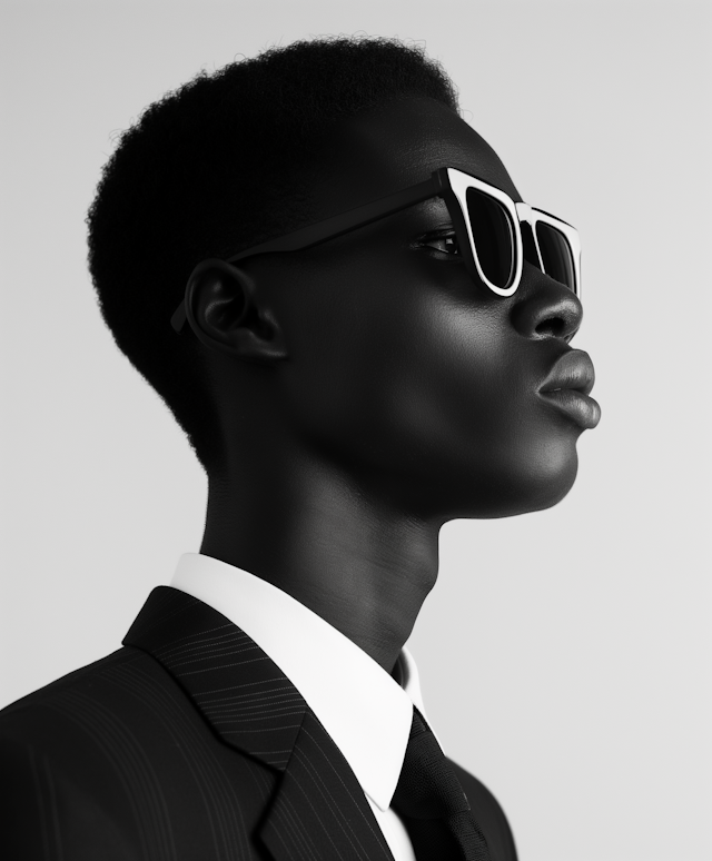 Elegant Profile of Black Man in Suit