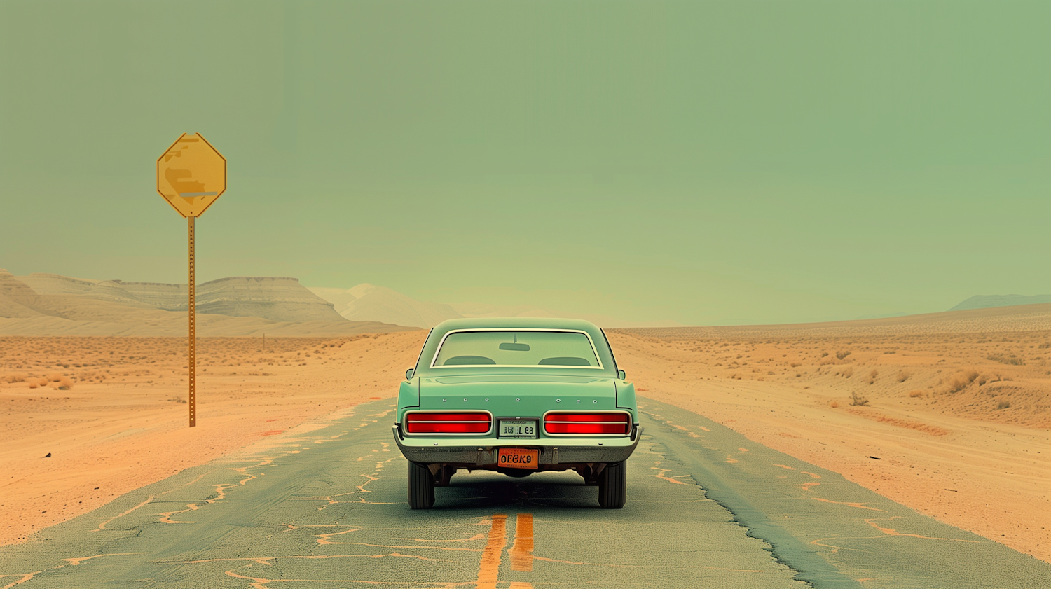 Vintage Car in Desert