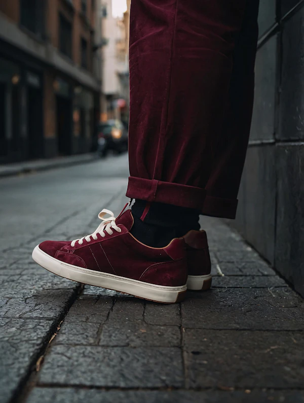 Burgundy Sneakers Close-Up