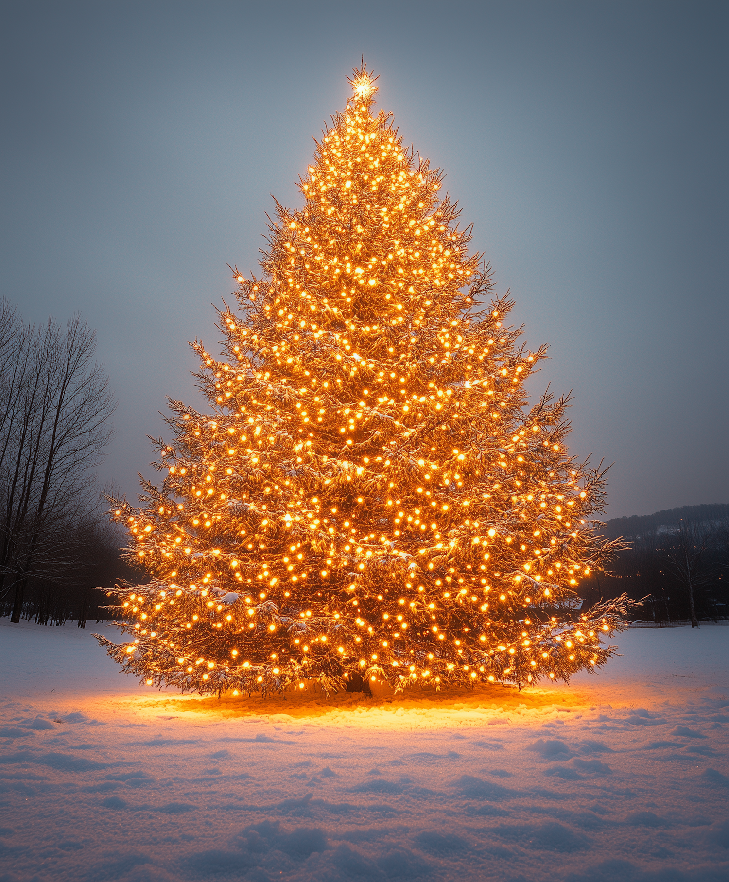 Festive Christmas Tree in Snowy Landscape