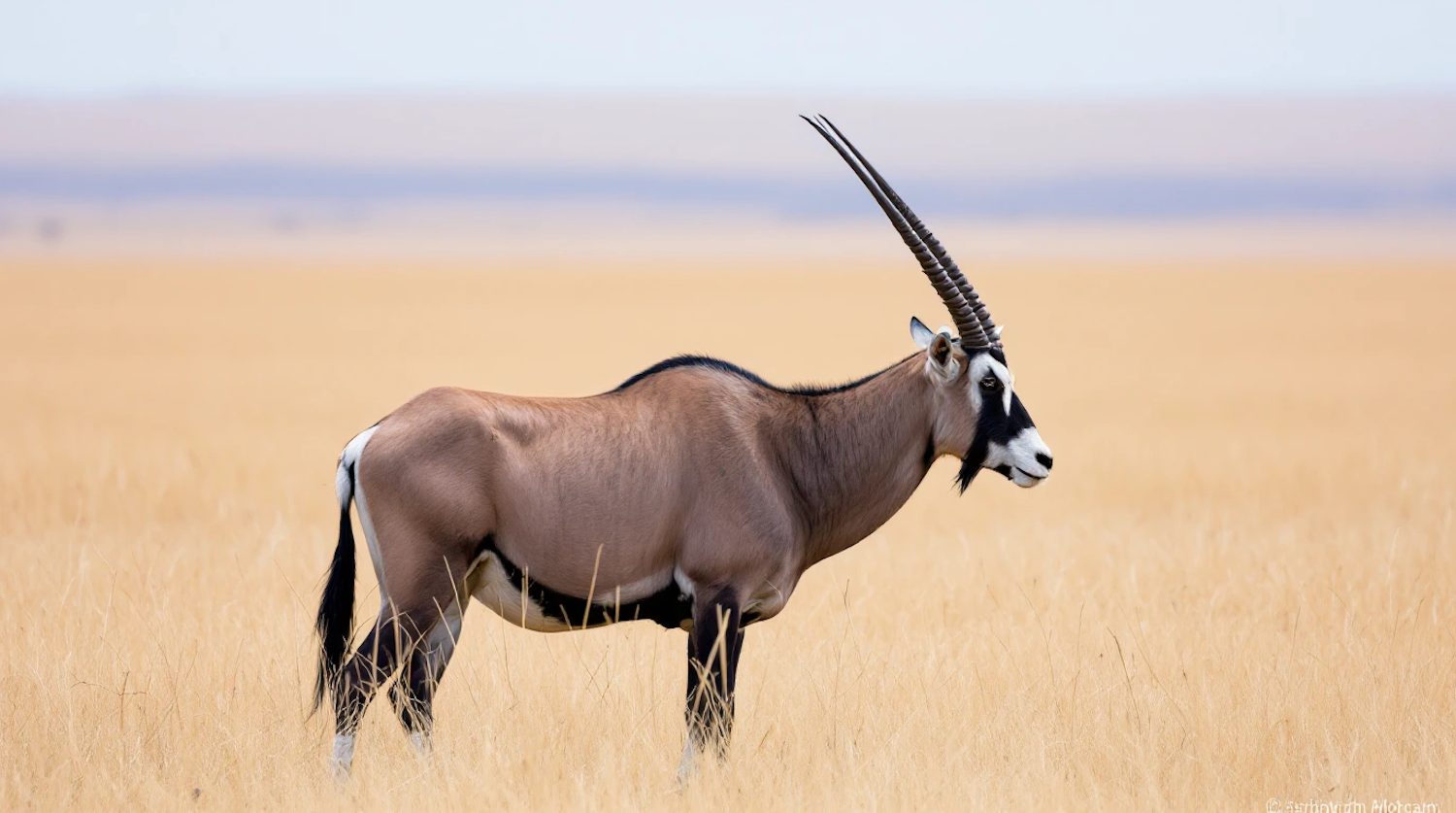 Majestic Oryx in Grassland