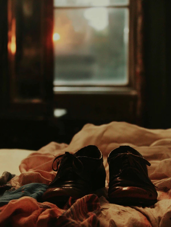 Leather Shoes on Fabric