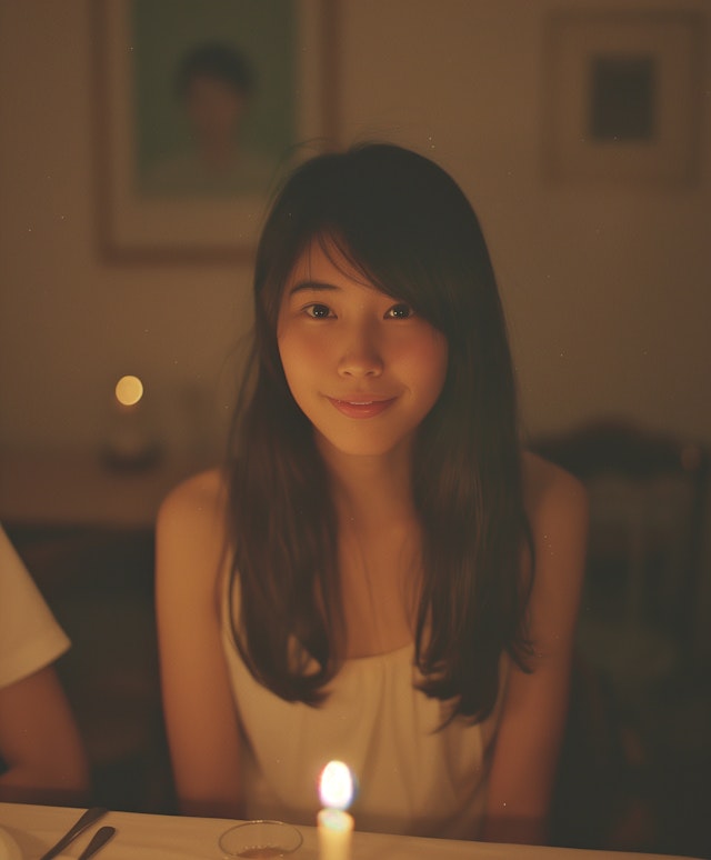 Serene Woman with Candlelight