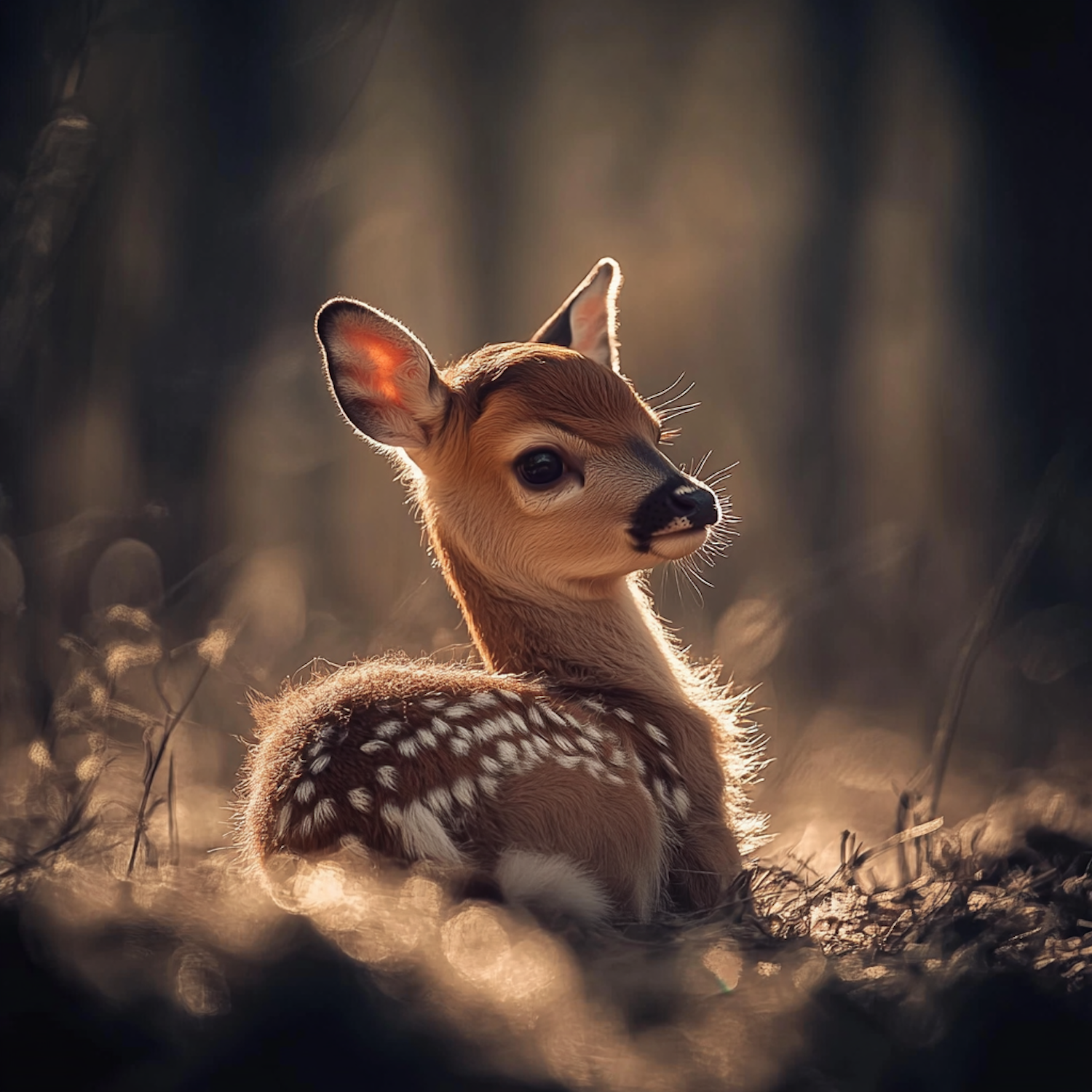 Fawn Resting in Forest