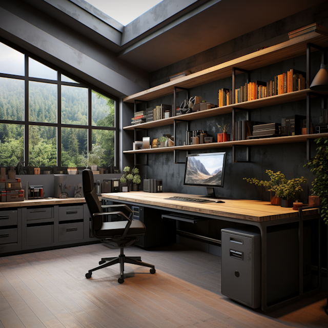 Tranquil Forest-View Home Office