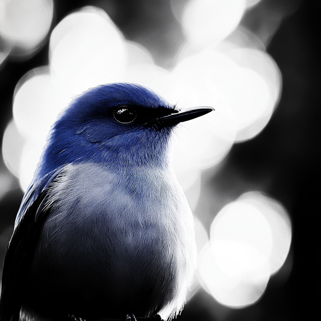 Vibrant Blue Bird with Bokeh Background