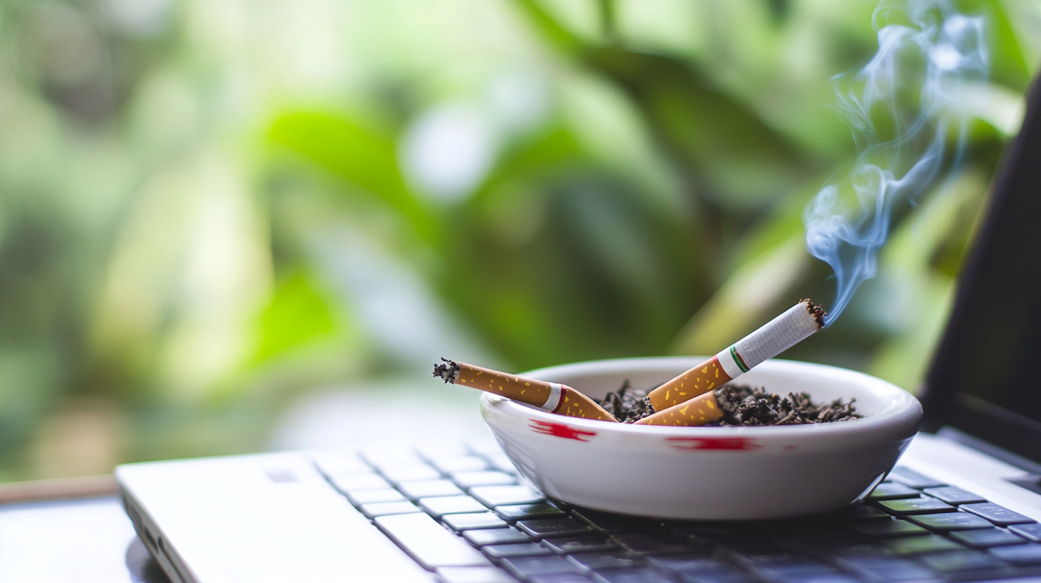 Cigarette on Laptop Keyboard