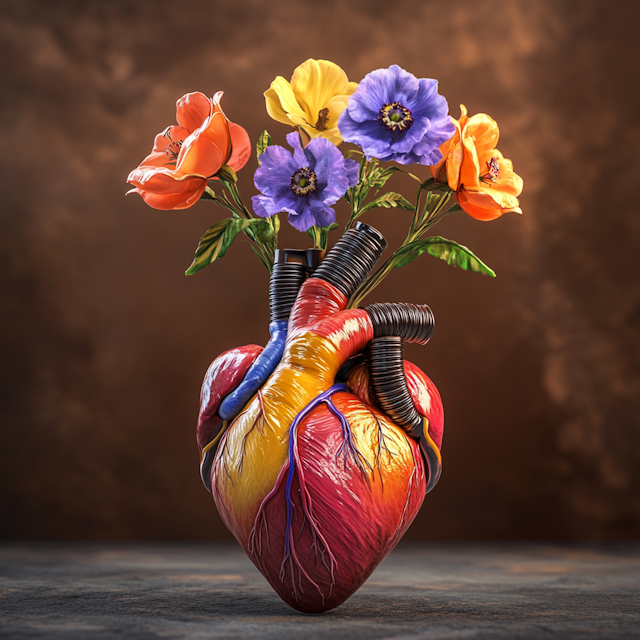 Heart Vase with Flowers