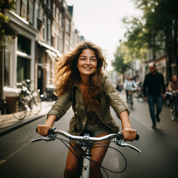 Urban Bliss: Golden Hour Cyclist