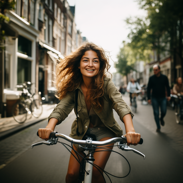 Urban Bliss: Golden Hour Cyclist