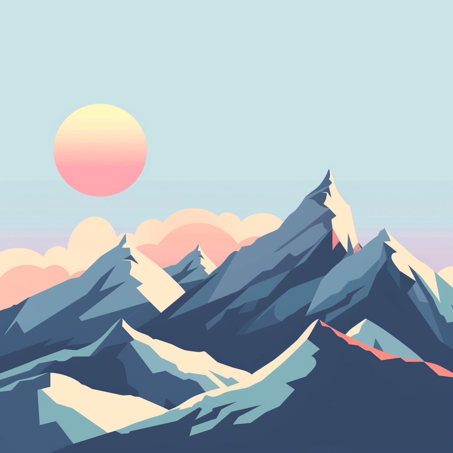 Stylized Mountain Range at Sunrise