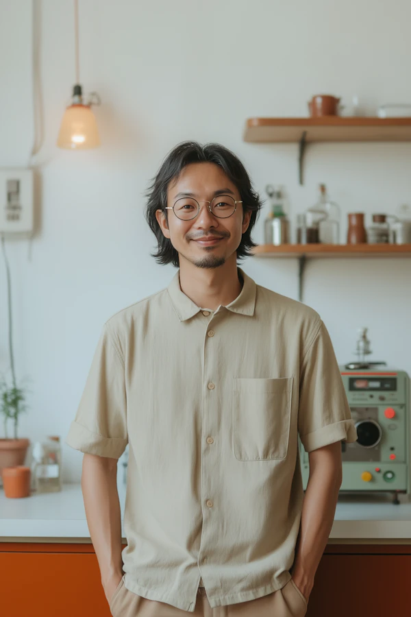 Man in a Cozy Kitchen