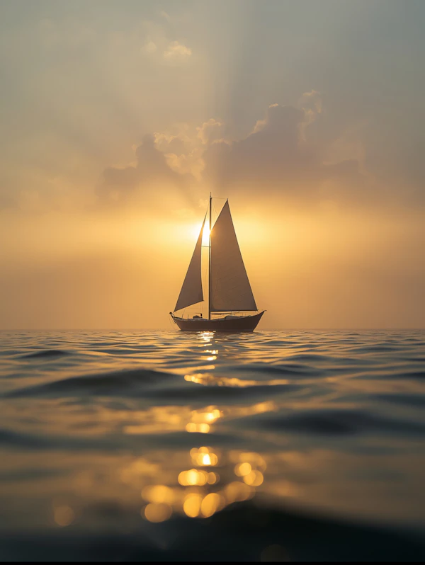 Golden Sunset Sailboat