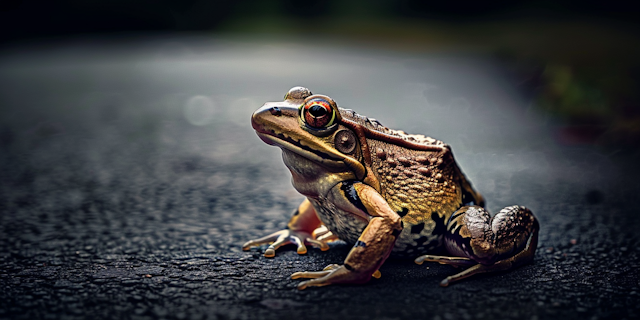 Close-up of a Frog on a Textured Surface