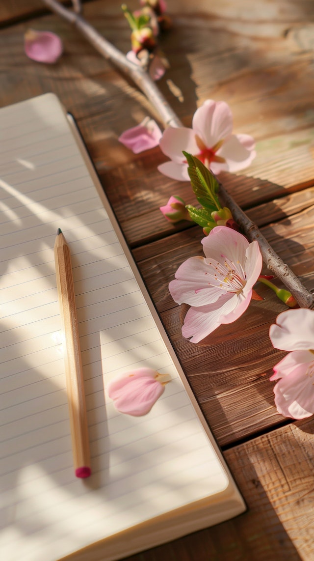 Serene Notebook with Cherry Blossoms