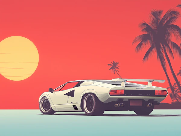 Retro Lamborghini Sunset