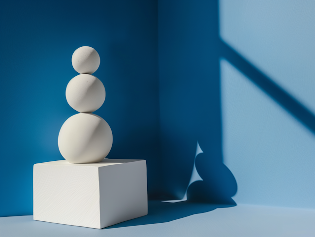 Minimalist White Spheres on Blue