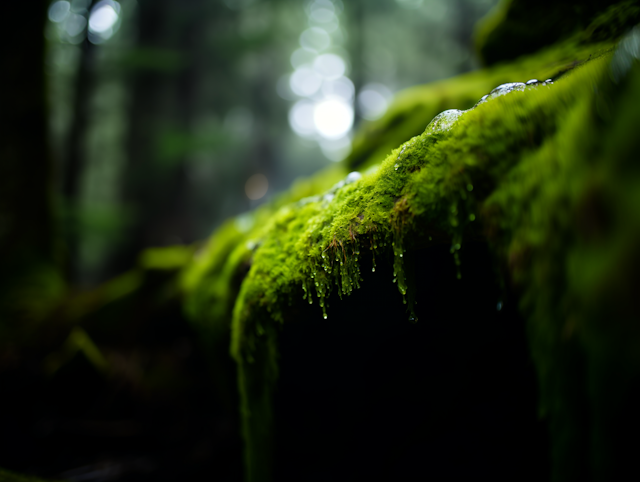 Verdant Serenity: Dew-Kissed Moss Close-Up