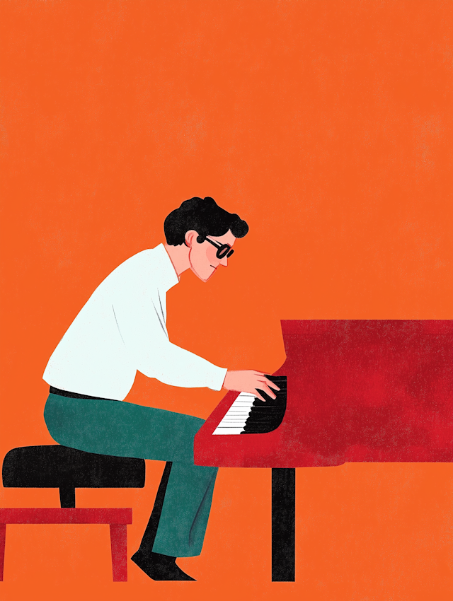 Man Playing Piano Illustration