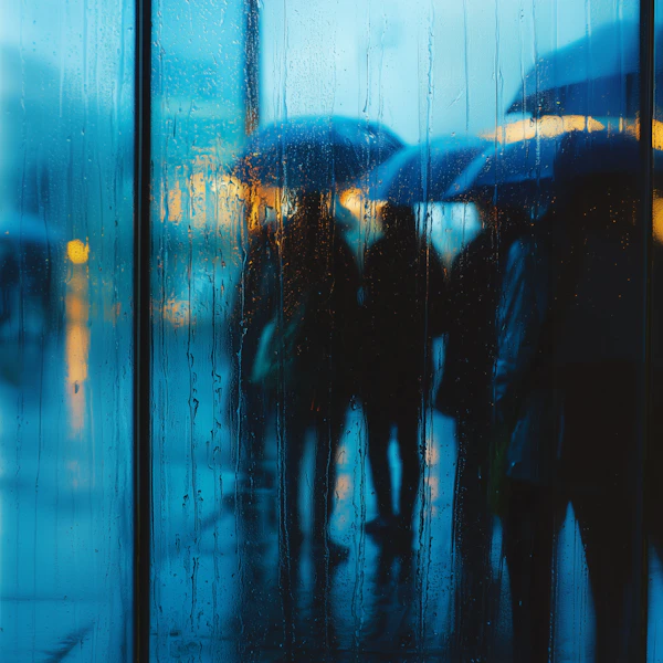 Rainy Urban Silhouettes